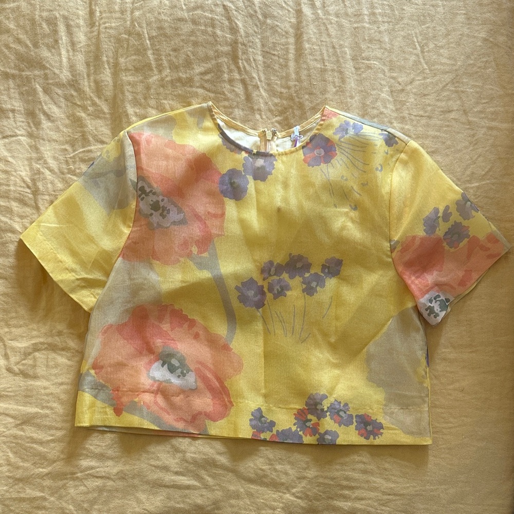 STAUD Yellow Floral Blouse
